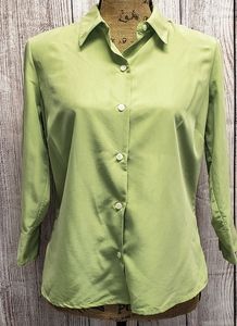 Liz Claiborne Green Long Sleeve Blouse - 8 Petite